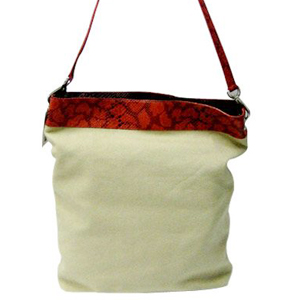 Burgundy Artificial Leather And Natural Canvas Combination Sling Bag